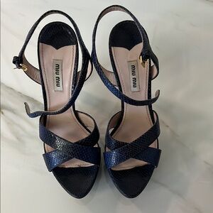 Miu Miu Women's Blue Snakeskin Sandals
